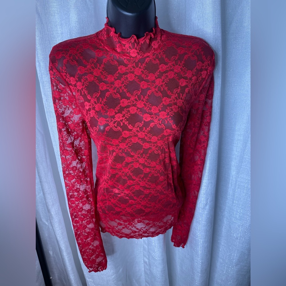 Urban Outfitters Out From Under Libby Sheer Long Sleeve Turtleneck Top